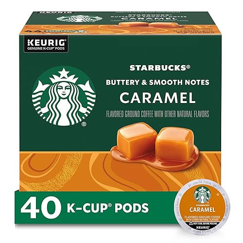 Starbucks K-Cup Coffee Pods—Caramel Flavored Coffee—100% Arabica—1 box (40 pods) - Caramel - 40 Count (Pack of 1)