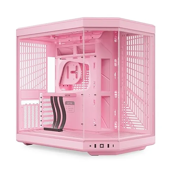 HYTE Y70 Mid-Tower ATX Gaming PC Desktop Case - Panoramic Tempered Glass - Dual Chamber - High Airflow Chassis - PCIE 4.0 Riser Cable Included - New Modern Aesthetic - Strawberry Milk (Pink)
