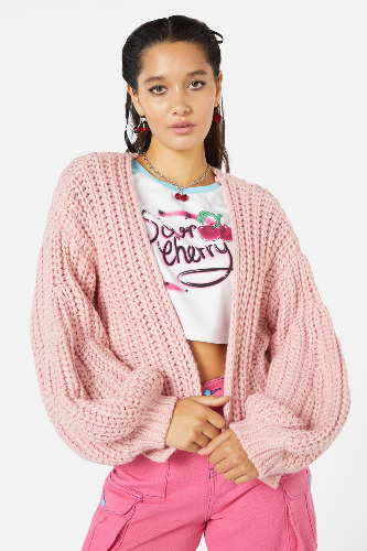 So Sweet Chunky Knit Cardigan | XL / Pink