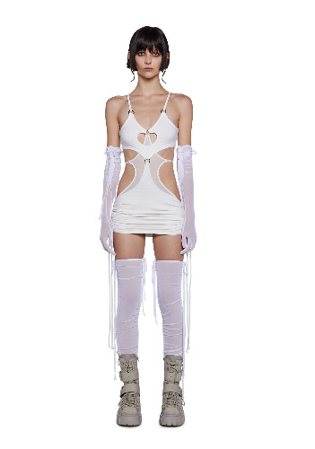Tempo Strappy Mesh Gloves And Stockings Set | WHITE / Large/X-Large