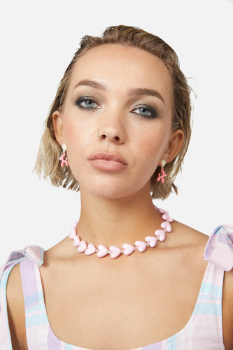Hearts Necklace | Pink