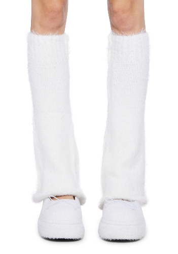 Furry Abyss Leg Warmers- White | WHITE / ONE SIZE