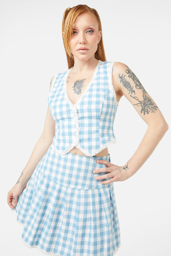 Catrina Gingham Vest | 14 / Blue