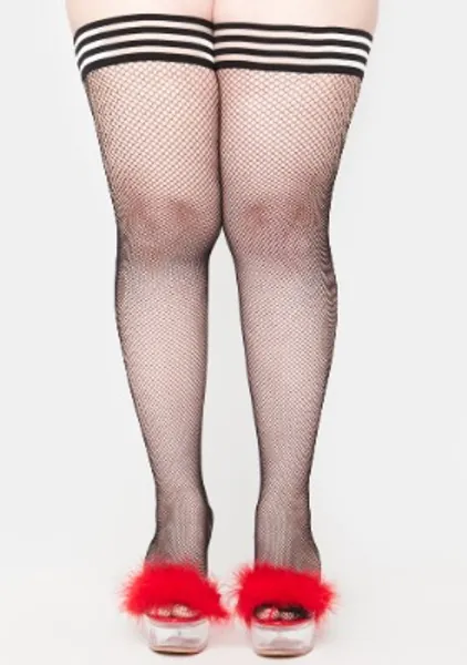 Back Seam Fishnet Thigh Highs