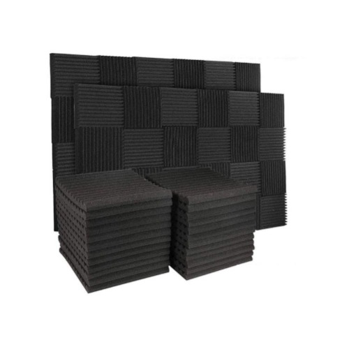 50 Pack Acoustic Panels Soundproof Studio Foam for Walls Sound Absorbing Panels Sound Insulation Panels Wedge for Home Studio Ceiling, 1" X 12" X 12", Black - Black