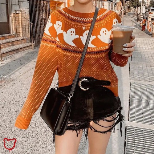 Casper's Orange Ghost Sweater