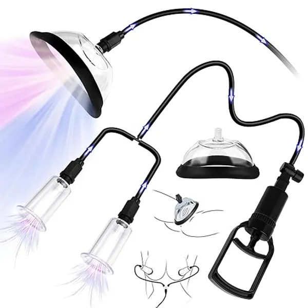 Pussy Pump Nipple Pump Adult Sex Toys, Sex Toys for Female Vacuum Vagina Pump Nipple Pussy Sucker with 4 Cups, Women Sex Toys Nipple Pussy Sucking Toys Include 2 Pussy Cups & 2 Nipple Cups