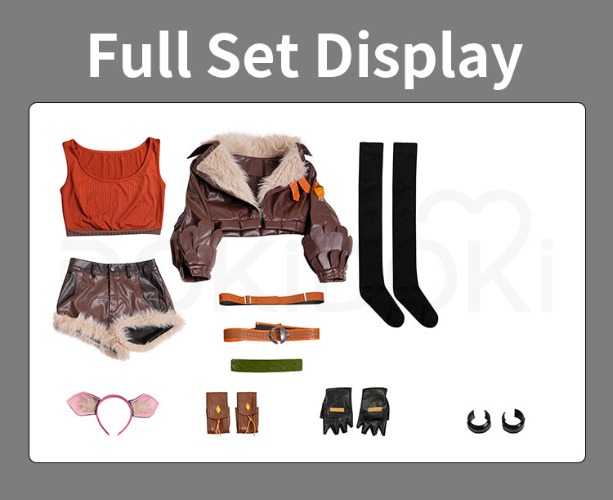 【Size XS-3XL】Dokidoki-R Game Cosplay Costume Woman Brown Leather Jacket Suit | Costume Only / 3XL-Order Processing Time Refer to Description Page