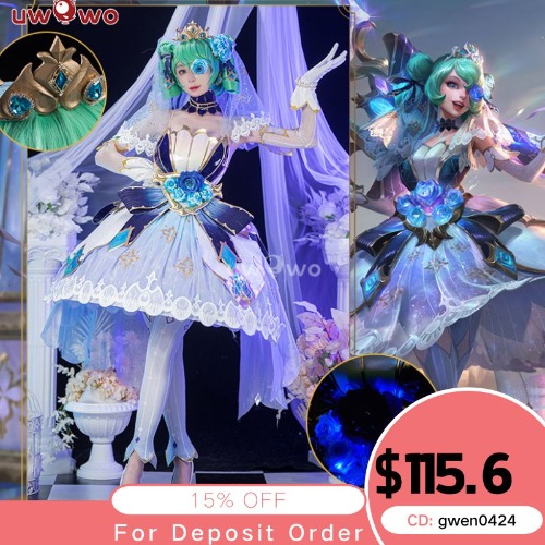 [Last Batch] Uwowo League of Legends/LOL: Gwen Prestige Crystal Rose Wild Rift WR ASU Cosplay Costume - [In Stock] XXXL