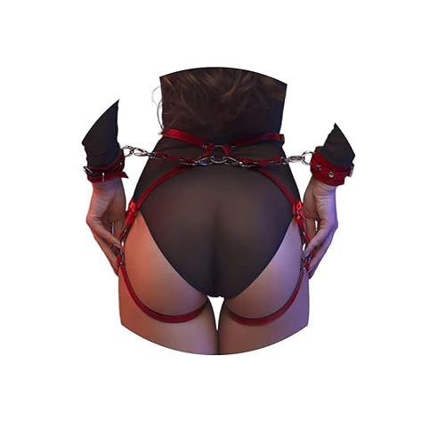 Jerany Black Leather Body Chain Punk Bra Harness Waist Chain Belt Nightclub Rave Body Belts Accessories for Women - Red