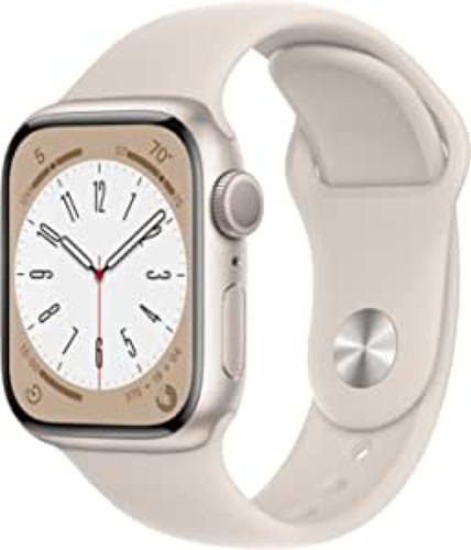 Apple Watch Series 8 (GPS, 41MM) - Starlight Aluminum Case with Starlight Sport Band (Renewed)
