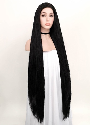 Straight Yaki Jet Black Lace Front Synthetic Wig LF701R | Jet Black