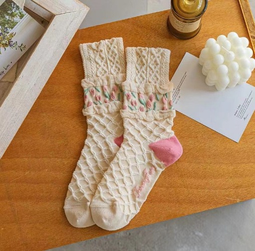 Kawaii Tulip Flower Cotton Socks - ma-flower / 36-41code
