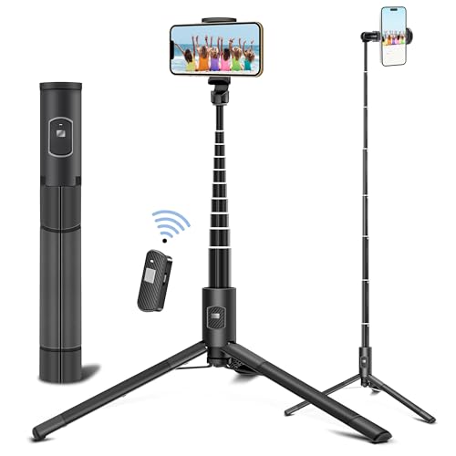 Selfie Stick Tripod, 60 inch Extendable Tripod Stand Phone Tripod Camera Tripod Wireless Remote Shutter Compatible with iPhone 13 12 11 pro Xs Max Xr,Android/Cameras