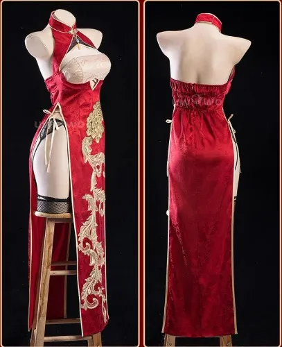 【Pre-sale】Uwowo Azur Lane IJN Taihou New Year Red Qipao Cheongsam Boudoir Cosplay Costume | Set A: Dress XXXL