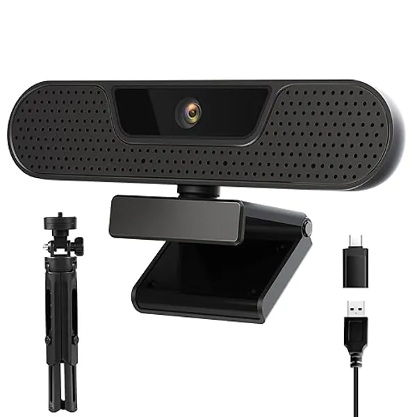 VIZOLINK 4K Webcam, Computer Camera with 4 Noise-canceling Microphones for Computer/Laptop/Mac, Privacy Cover and Tripod, Work with Video Conference, Live Streaming, Gaming, Video Calls, Zoom - 4K