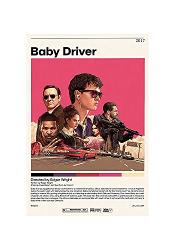 Baby Driver Movie Poster Canvas Painting Wall Art Poster for Bedroom Living Room Aesthetic Decor 12x18inch(30x45cm) Unframe - Baby Driver - 12X18 inch