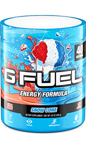 G Fuel Snow Cone Game-Changing Elite Energy Powder, Sharpens Mental Focus and Cognitive Function, Zero Sugar, Supports Immunity and Enhances Mood 9.8 oz (40 servings)