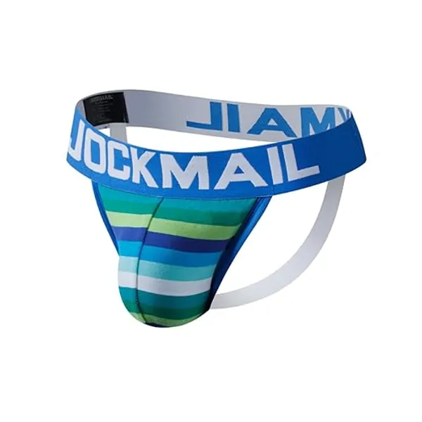 JOCKMAIL Mens Jockstrap Underwear Wide Belt Athletic Supporter Mens Thongs Sport Underwear Jock Strap - Medium - 238blue