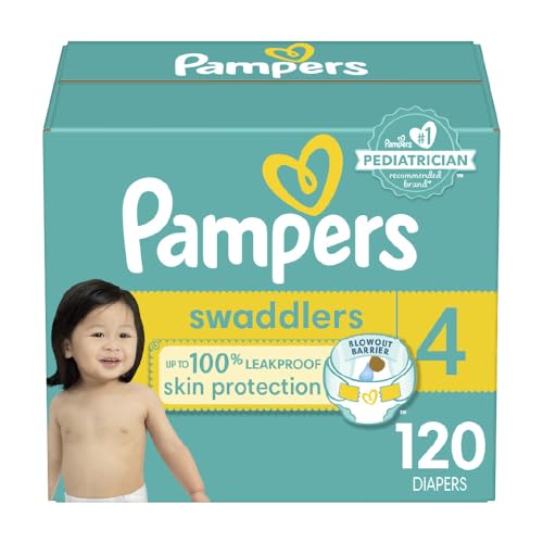 Pampers Swaddlers Diapers - Size 4, 120 Count, Ultra Soft Disposable Baby Diapers - Size 4 - 120