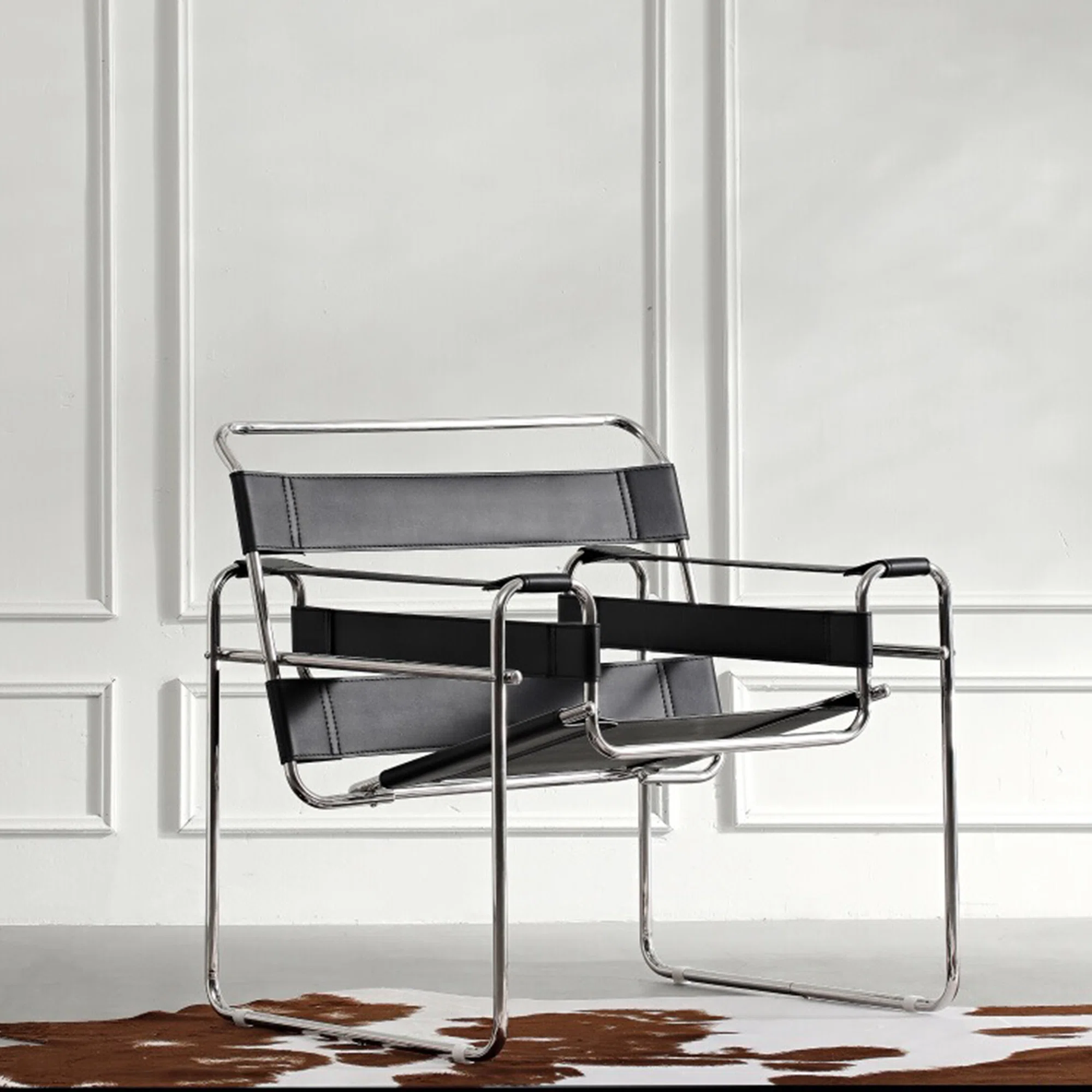 Ivy Bronx Torvehallerne Leather Accent Armchair With Stainless Steel Frame - Modern Design, Comfy Seating & Reviews | Wayfair