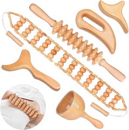 JUANWAN 12-in-1 Wood Therapy Massage Tools Wooden Massager Body Sculpting Tools Maderoterapia Kit Wood Therapy Tools for Muscle Pain Relief Body Shaping Anti-Cellulite