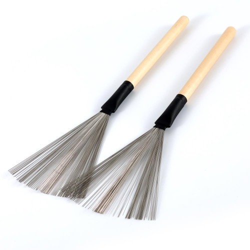 1 Pair Retractable Drum Wire Brushes With Comfortable Aluminum Handles