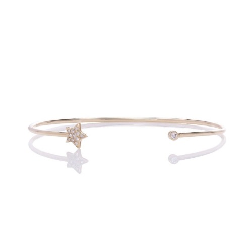 Moon and Star Cuff Bracelet - 14K Yellow Gold