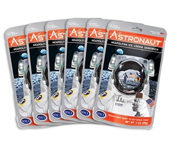 Astronaut Foods Freeze-Dried Ice Cream Sandwich, NASA Space Dessert, Neapolitan, 6 Count