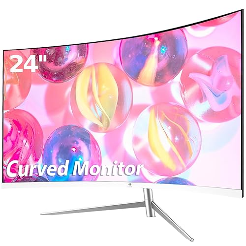 Z-Edge 24 Inch Curved Monitor Full HD 1920x1080 LED Computer Monitor 75Hz, VA Panel, Ultra-Thin Bezel, Flicker-Free Eye-Care, 178° Wide Viewing Angle, VGA HDMI Port, White - 24" 75Hz