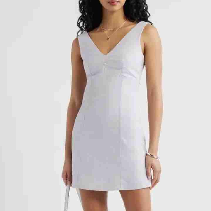 Tie Back Linen Blend Minidress