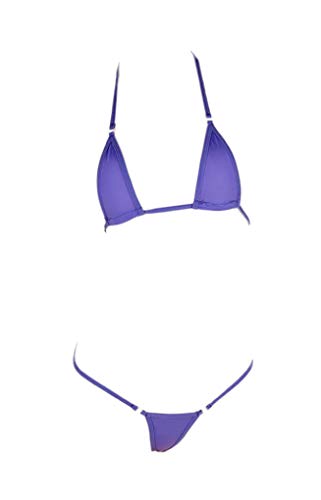 LinvMe Women's Extreme Sexy Hot Silk Micro Bikinis Set Mini Thong Swimwear - One Size - Purple