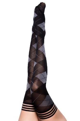 Kimmie: Not Your Grandma's Argyle Thigh Highs. Petite to Plus Size
