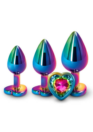 Rear Assets 3-Piece Metal Plug Kit - Rainbow Hearts 