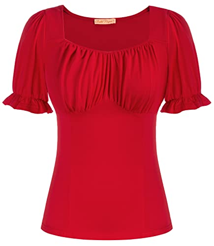 Vintage Tops Puff Short Sleeve Cotton Shirt