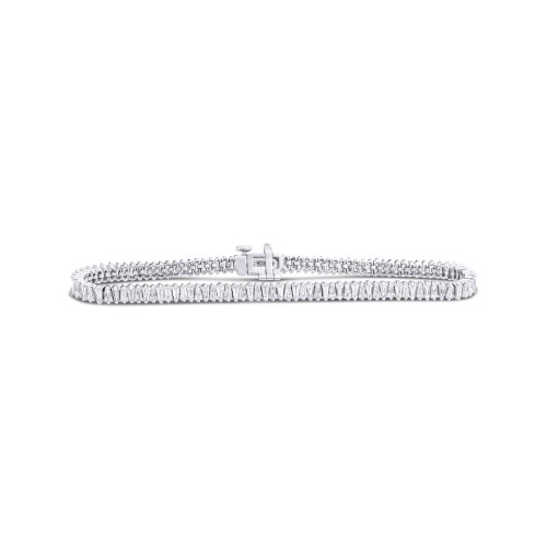 Baguette Cut Diamond Tennis Bracelet - 14K White Gold / 7"