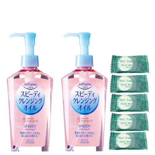 Kose Cosmeport Softymo Speedy Reinigungsöl, 230 ml, inkl Port Trading Original Gesichtsmaske, 2 Stück