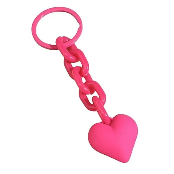 Lemua Heart Keychain for Women Acrylic Plastic Link Keychain Accessories for Car Keys Handbag Backpack - Hot Pink