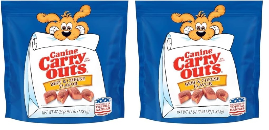 Canine Carry Outs Dog Treats, Beef & Cheese Flavor, 47 Ounce (Pack of 2) - Beef & Cheese - 47 Ounce (Pack of 2)