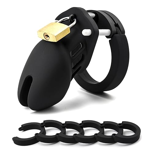 RZY Silicone Cock Cage Chastity Cage Chastity Device for Male Penis Exercise (Black) - Black