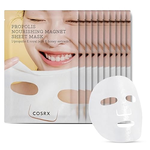 COSRX Propolis Nourishing Sheet Mask 10 EA, Soothing & Plumping Honey Serum, Leave-on Face Mask for Healthy Glow & Deep Moisture, Not Tested on Animals, No Parabens, No Sulfates, Korean Skin Care - 10 Count (Pack of 1)