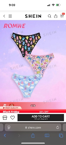 ROMWE X Care Bears 3pcs/Pack Cartoon Bear Full Print Women's Seamless Briefs