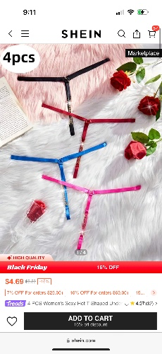 4 PCS Women's Sexy Hot T-Shaped Underwear, New Sexy String Underwear, Low Waisted Thong, T-Pants, Sexy Underwear