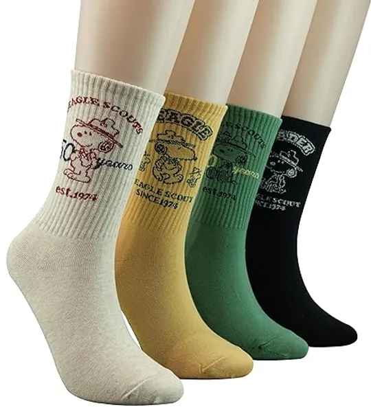 Peanuts Character Crew Socks Snoopy & Woodstock Designs, Unisex Comfortable Fit US Women’s 5-10 Men’s 4-9