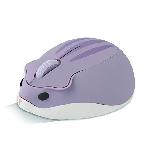 CHUYI Cute Hamster Wireless Silent Mouse Cartoon Portable Travel Mute Mouse 1200DPI Optical Cordless Quiet Animal Mice for Computer Laptop PC Gift (Purple) - Purple