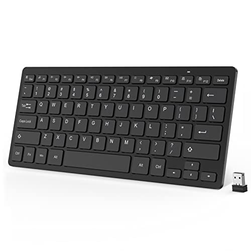 OMOTON Wireless Keyboard, 2.4G USB Keyboard Wireless, Compact and Quiet, Slim Wireless Keyboard for Laptop, Tablet, Computer, Desktop and PC (Black) - Black