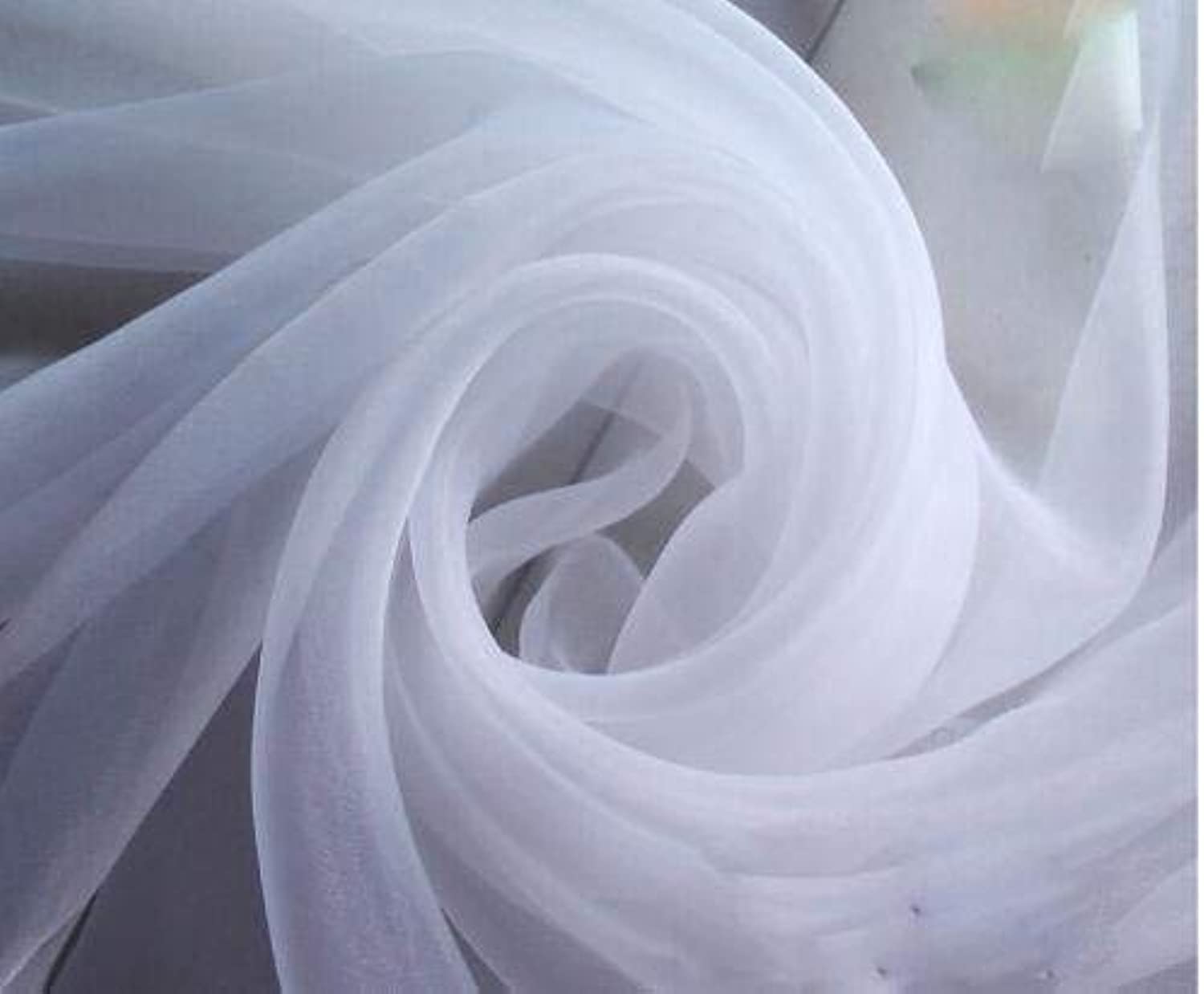 120" Wide (10ft Wide) Sheer Voile Chiffon Fabric - Perfect for Draping Panels and Masking for Weddings & Events - White by The Yard (1 Yard) - 1 Yard
