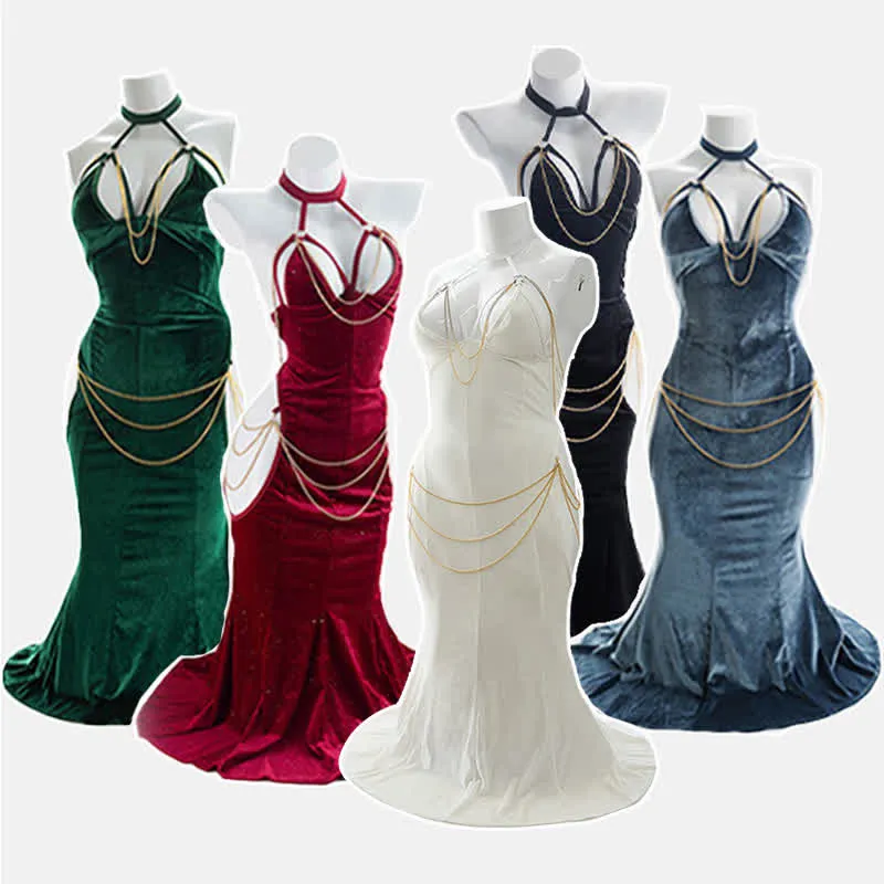 Sexy Halter Hollow Out Backless Chain Fishtail Lingerie Dress⁠