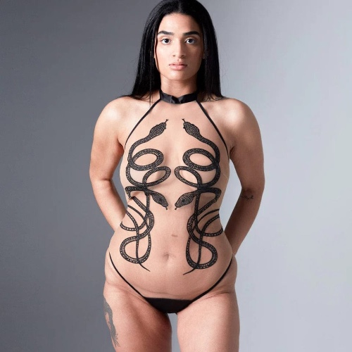 Medusa Bodysuit - Available in Multiple Nudes | Black/Biscotti / XS