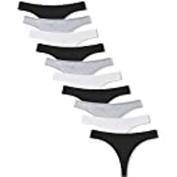 FINETOO 10 pack Cotton Thongs for Women Breathable Low Rise Bikini Lady Panties Womens Underwear Sexy S-XL
